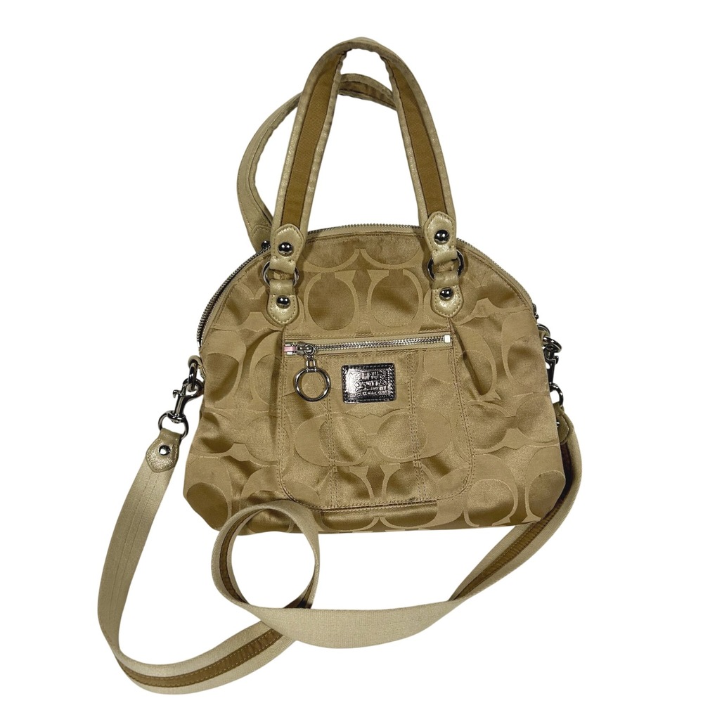 Coach Poppy Signature Sateen Lurex Dome Satchel Khaki Crossbody Bag 18708 Y2K